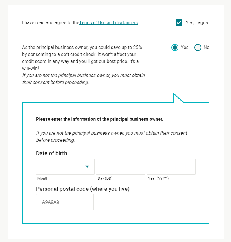 screenshot of business insurance quote step 10.a