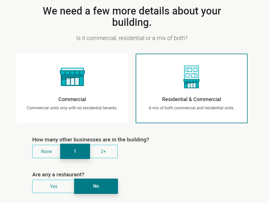 screenshot of business insurance quote step 9