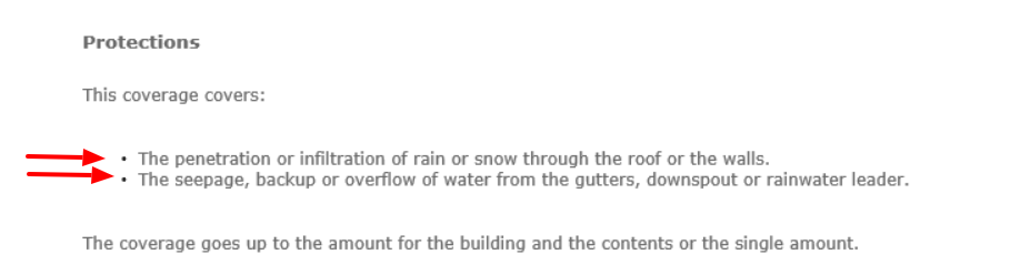 roof water damage coverage definition