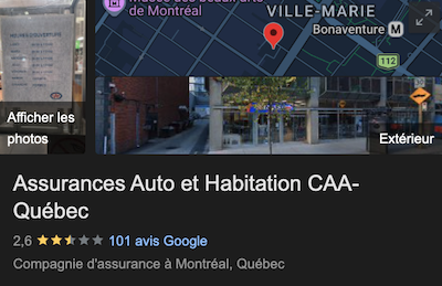 CAA Assurance Avis Google