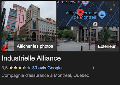 Industrielle Alliance Assurance Avis Google