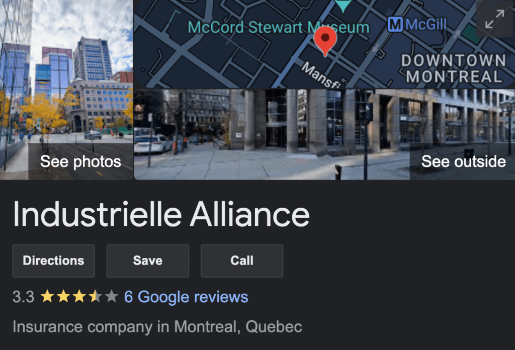 Industrielle Alliance Quebec Google Ratings | KBD Insurance