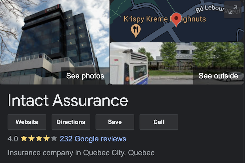 Intact Insurance Quebec Google Ratings 2023 | KBD Insurance 