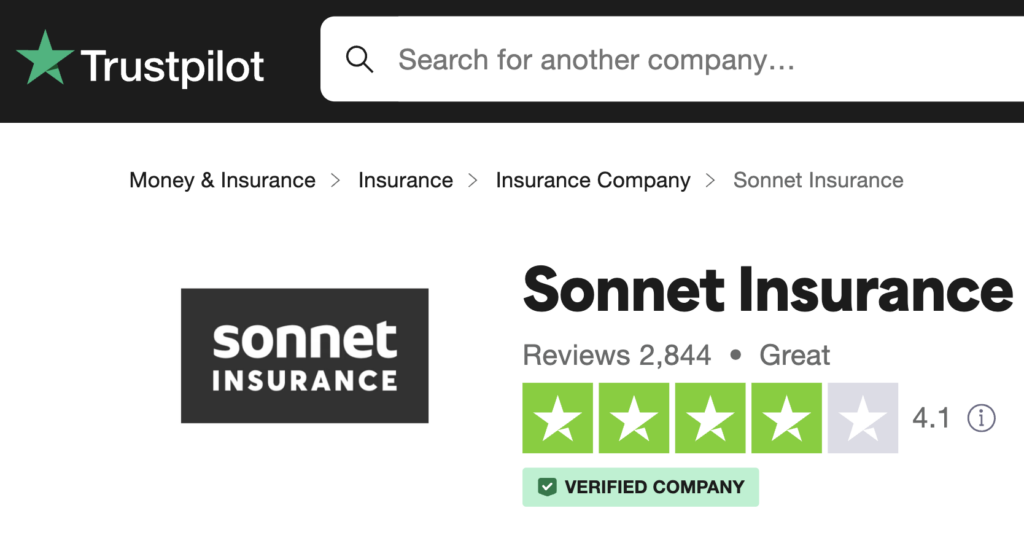 Sonnet Insurance Trustpilot Ratings | KBD Insurance